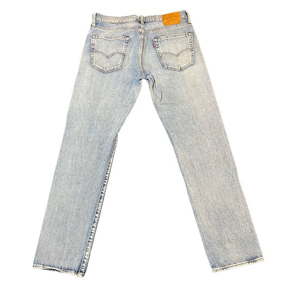 Levi's 502 Premium Taper Fit Jeans Men's Size 32x34 Light Blue Wash Denim - Picture 2 of 6